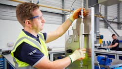 Figure 1. Every new grab sampling system build starts with a fresh sample cylinder tested to the manufacturer’s specifications, but the key to maintaining its safe operation over time is to perform proactive sample cylinder maintenance. Figure 1. Every new grab sampling system build starts with a fresh sample cylinder tested to the manufacturer’s specifications, but the key to maintaining its safe operation over time is to perform proactive sample cylinder maintenance.