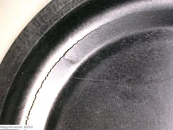 Figure 6: Cracked diaphragms may not be able to control pressure effectively because they cannot sense differences in flow pressure. Figure 6: Cracked diaphragms may not be able to control pressure effectively because they cannot sense differences in flow pressure.