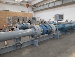 Figure 1: This Emerson ultrasonic flow meter is installed in a typical custody transfer application, with straight pipe sections upstream of the meter to minimize flow disturbances. Figure 1: This Emerson ultrasonic flow meter is installed in a typical custody transfer application, with straight pipe sections upstream of the meter to minimize flow disturbances.