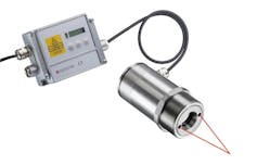 Figure 3: The Optris laser pyrometer sensors offered by AutomationDirect incorporate an innovative double-laser sighting system so users can easily adjust the target distance without the need for lookup charts.