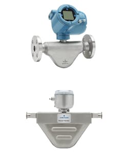 Figure 2: When a Micro Motion 1600 transmitter is paired with a next generation Coriolis sensor, such as the Micro Motion G-Series Coriolis Flow and Density Meter (top) or H-Series (bottom, the overall unit takes up about 25% of the space as compared to traditional designs, and it has significantly reduced weight, with no sacrifice in accuracy. Figure 2: When a Micro Motion 1600 transmitter is paired with a next generation Coriolis sensor, such as the Micro Motion G-Series Coriolis Flow and Density Meter (top) or H-Series (bottom, the overall unit takes up about 25% of the space as compared to traditional designs, and it has significantly reduced weight, with no sacrifice in accuracy.