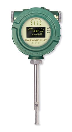 An insertion-style thermal flowmeter. An insertion-style thermal flowmeter.